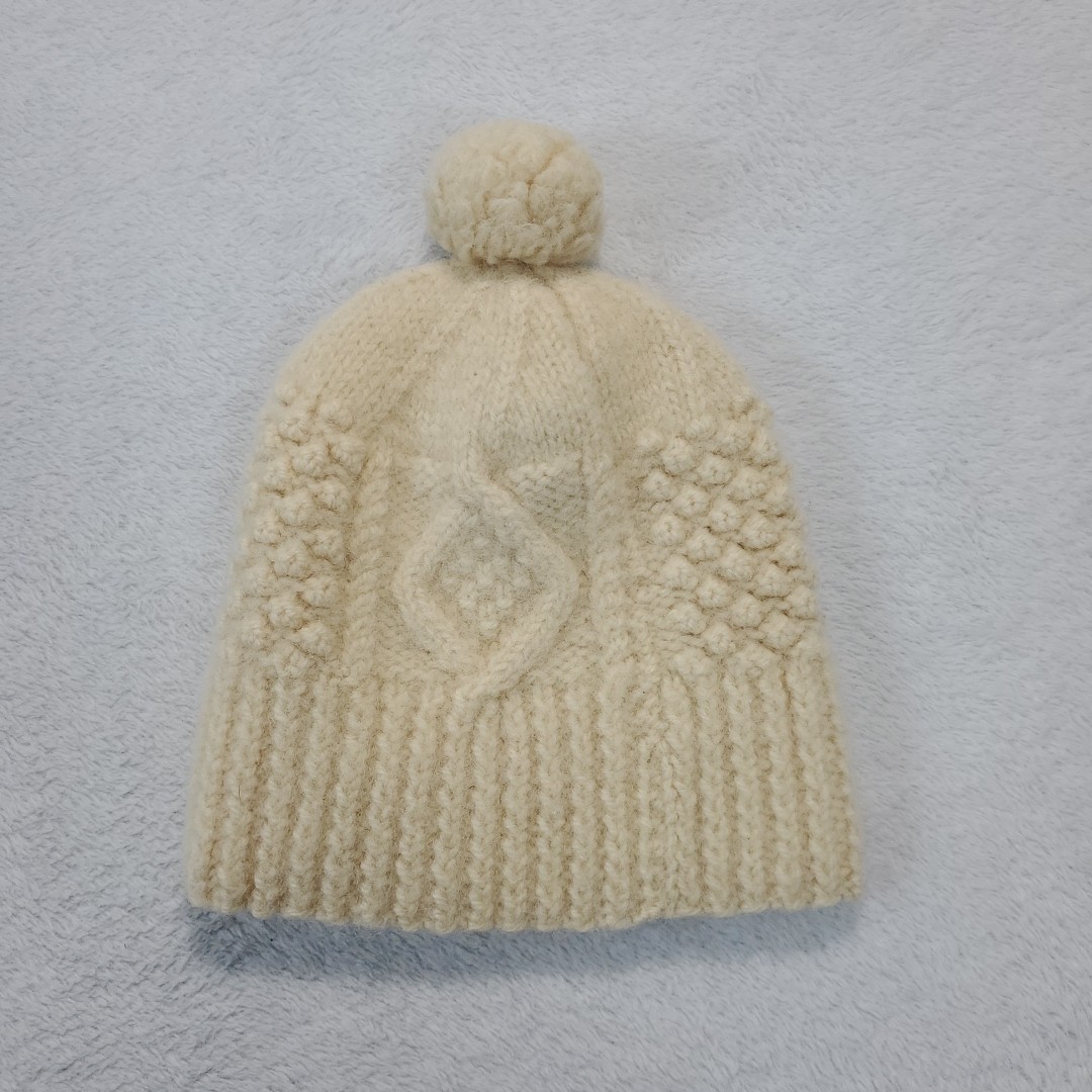 John Molloy Pure Wool Cable Knit Ivory Hat Donegal Republic Of Ireland Cream