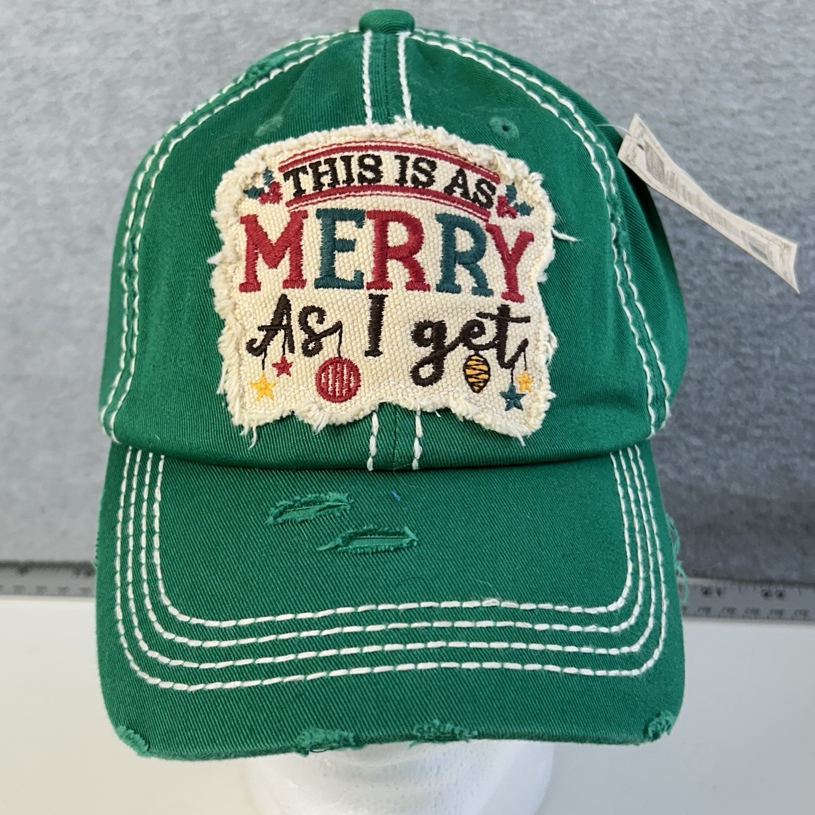 KBETHOS Christmas Cap Hat “This is as Merry as I Get” Distressed Embroidered NEW