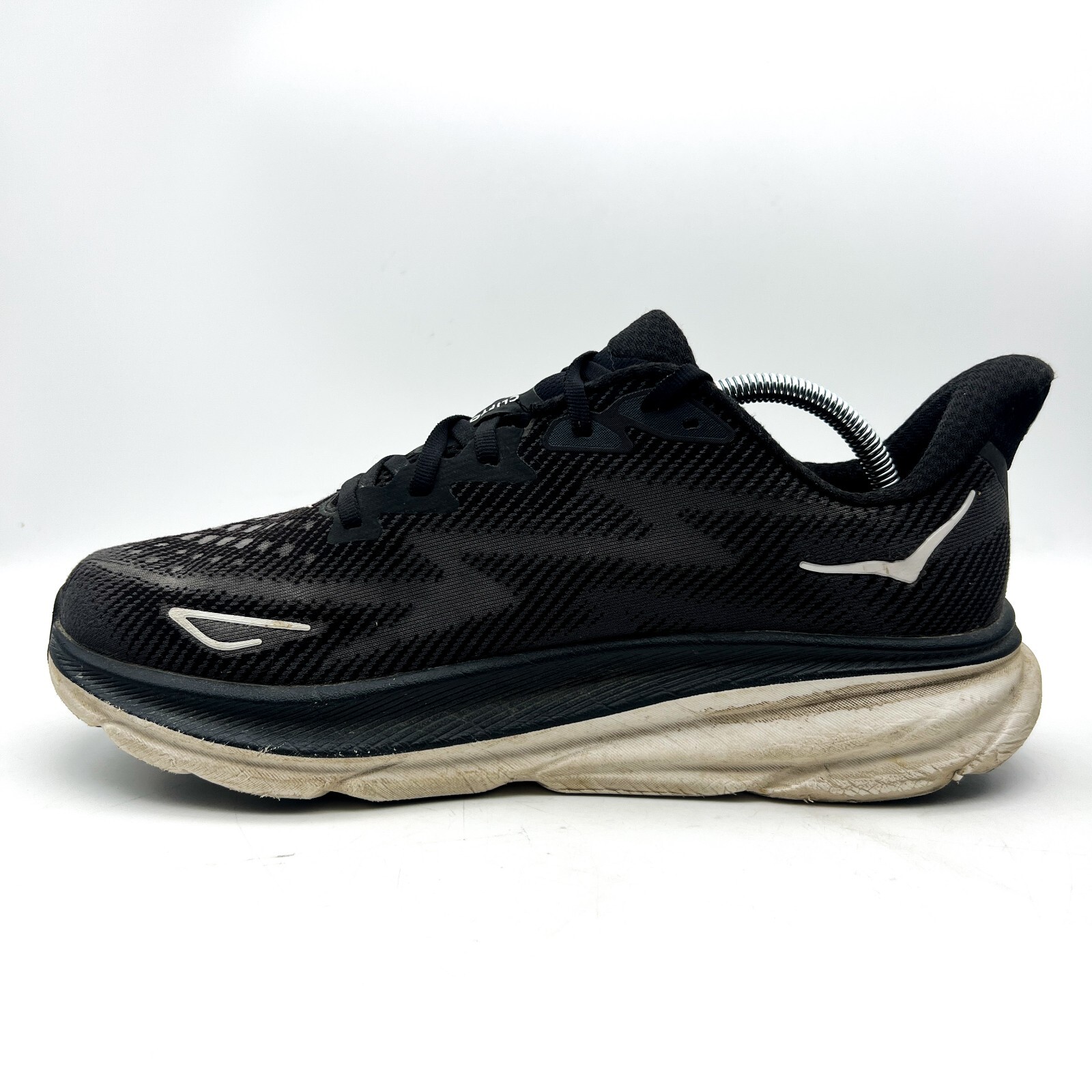 Hoka One One Clifton 9 Mens Size 10.5D Black White Running Shoes 1127895 BWHT