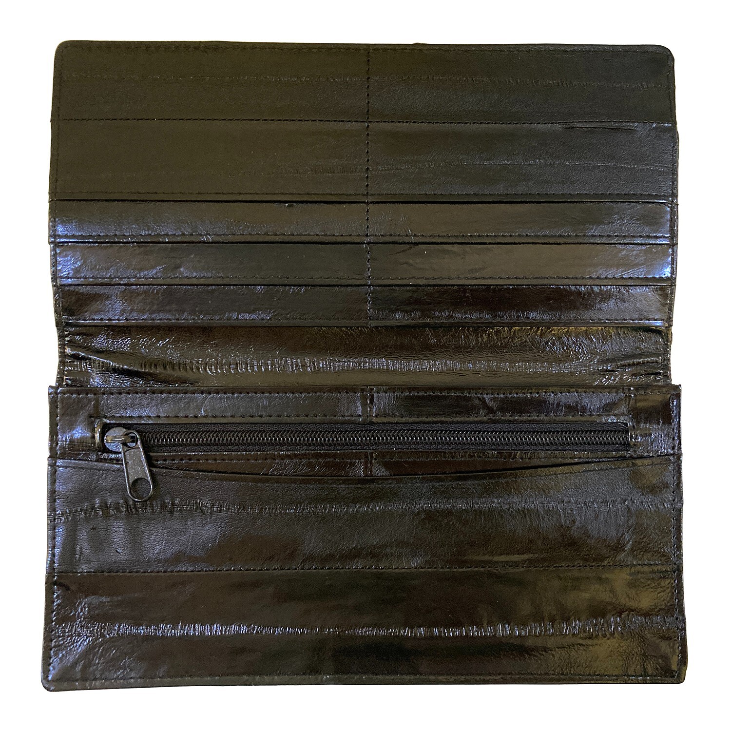 Genuine Eel Skin Wallet Coin Purse Slim Wallet Bifold Purse – BLACK