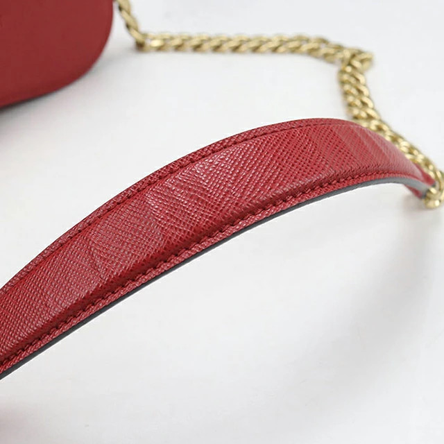 PRADA 1BD219 Saffiano Leather Chain Shoulder Bag Crossbody Rosso Red Purse