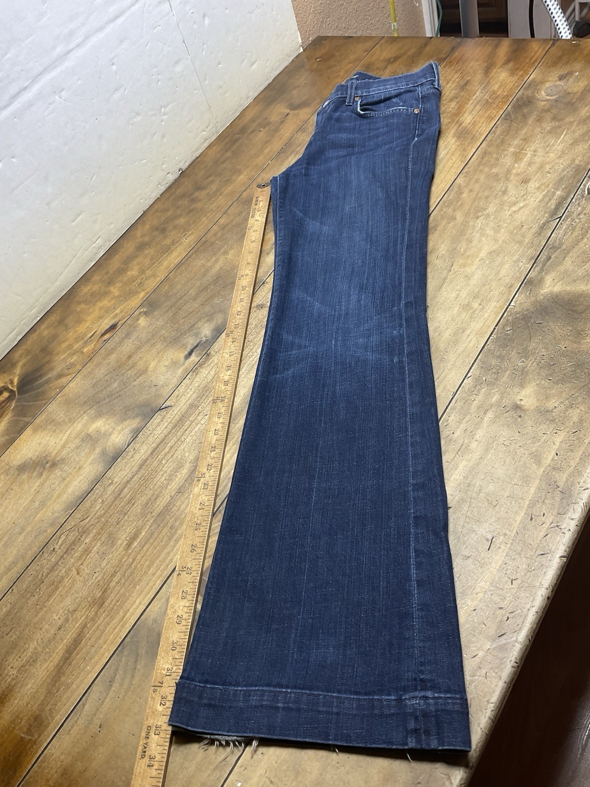 7 for All Mankind Dojo Women’s Trouser Flare Stretch Dark Wash Denim Size 30