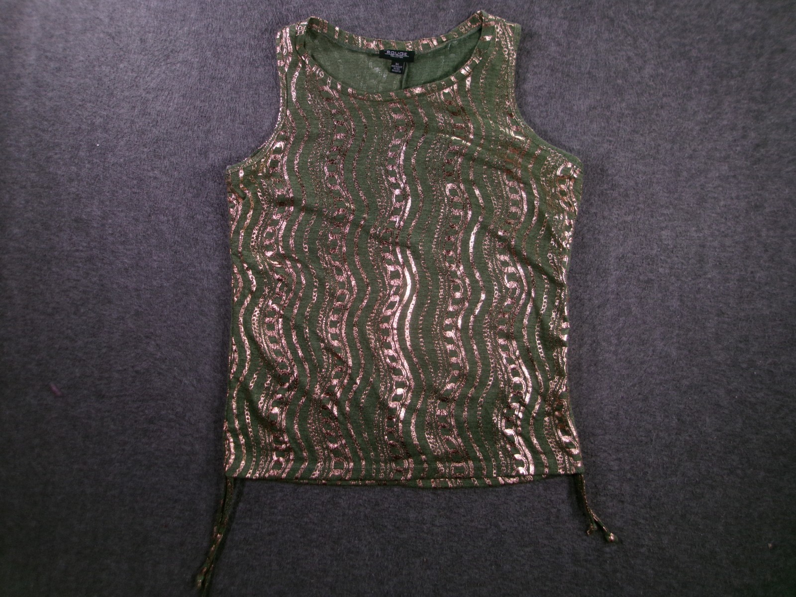 Rouge Top Women 3X Green Gold Chain Sleeveless City Preppy Night Out Summer