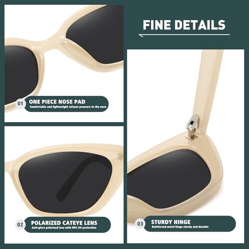 Cat Eye Sunglasses Womens Retro Narrow Trendy Polarized Sunglasses