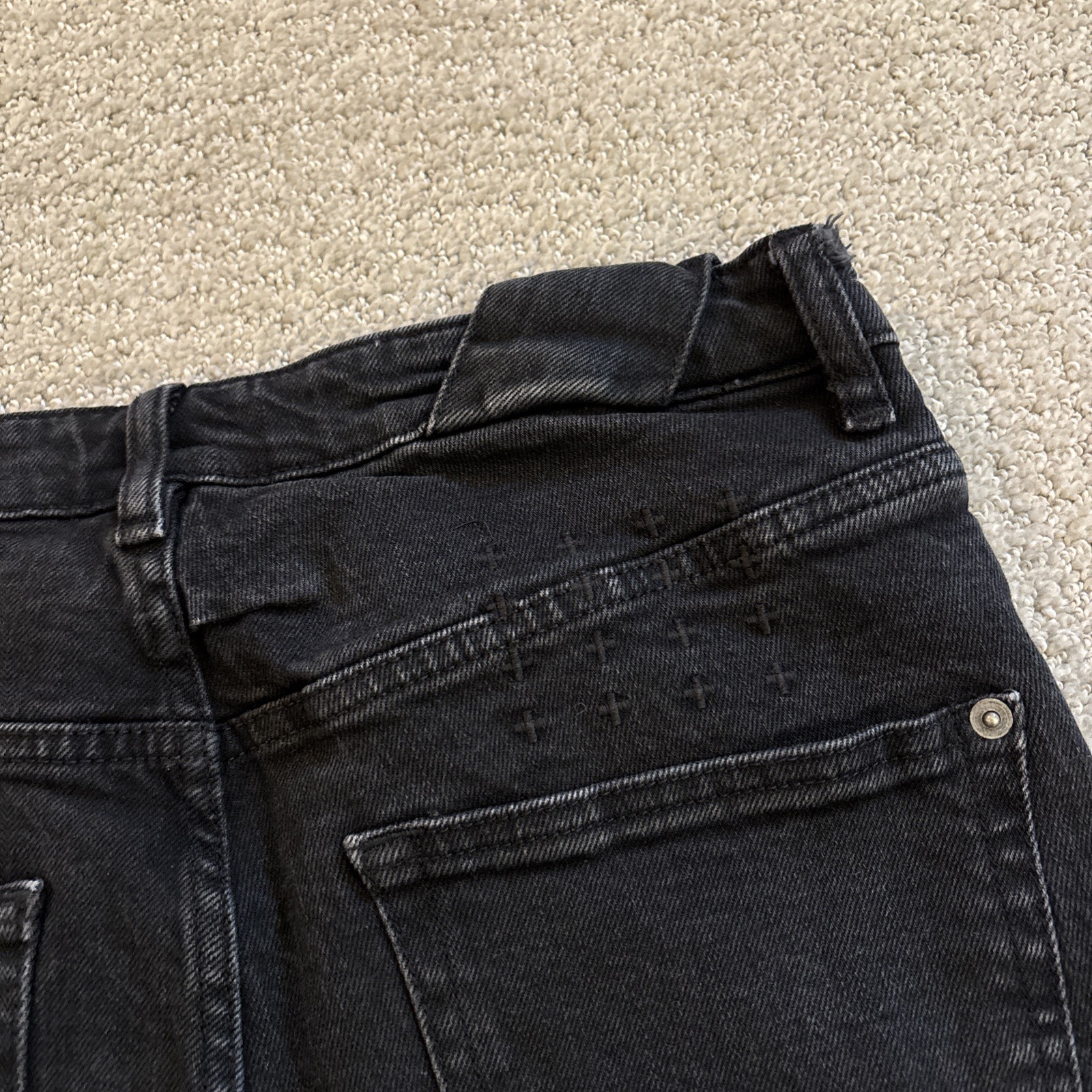 Ksubi Chitch Knight Rider Black Denim Skinny Jeans Men 32/28 Raw Hem Distressed