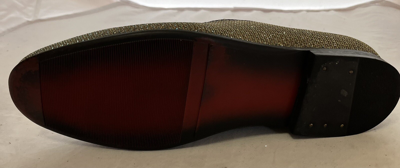Giorgio Brutini Glitter Tassel Loafers 8.5D Red Sole Metallic Mesh Slip-On