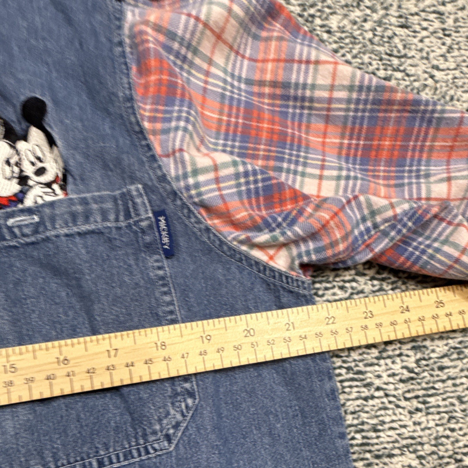 Mickey Unlimited Men’s L Plaid Denim Button-Up Long Sleeve Pockets