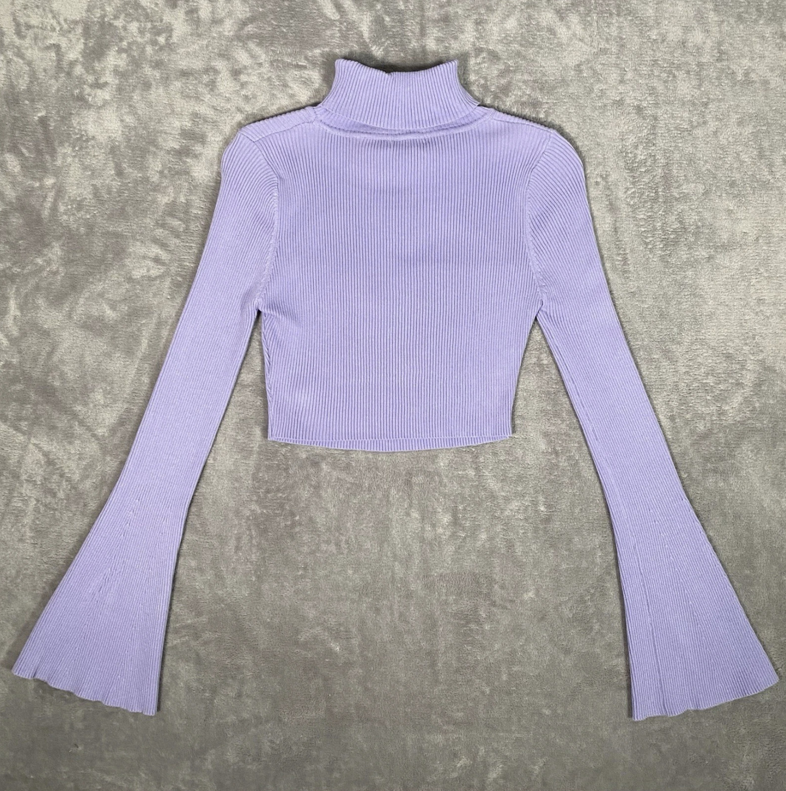 Fashion Nova Just A Little Sweater Womens M Lavender Turtleneck Bell Sleeves NWT