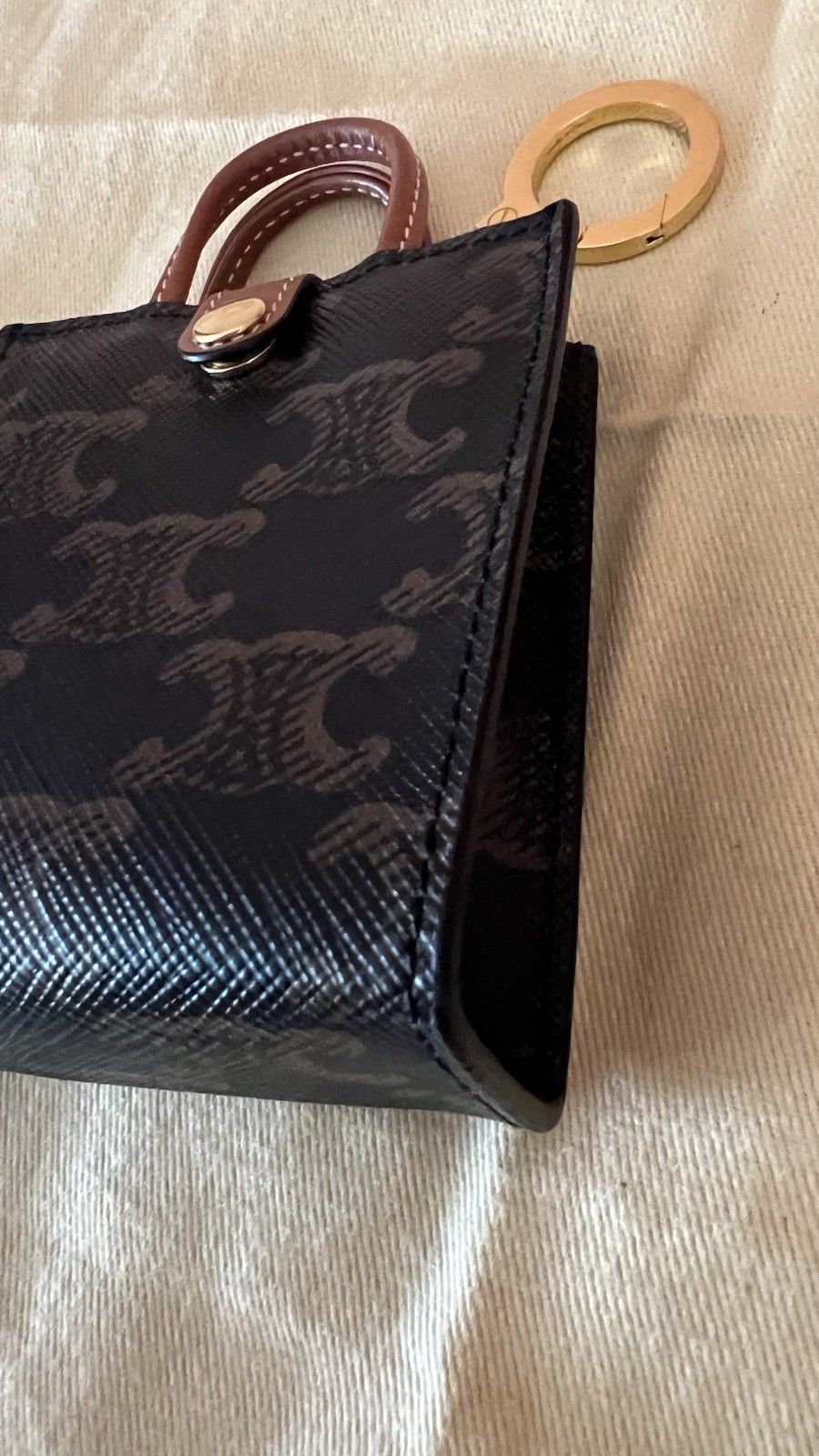 Celine Triomphe Micro Vertical Cabas Bag Charm Keychain Preloved