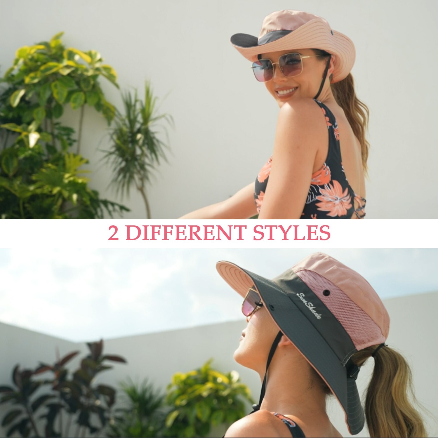 Women’s UV Protection Sun Hat – Wide Brim Bucket Style w/Ponytail Hole (UPF 50+)