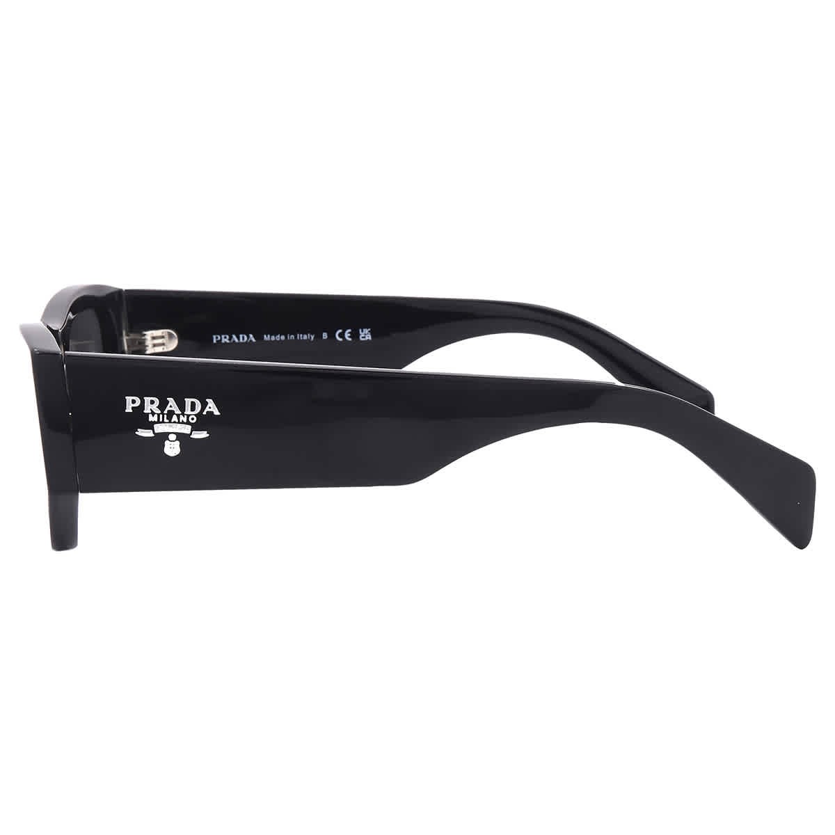 Prada Dark Grey Rectangular Unisex Sunglasses PR A01S 16K08Z 53 PR A01S 16K08Z
