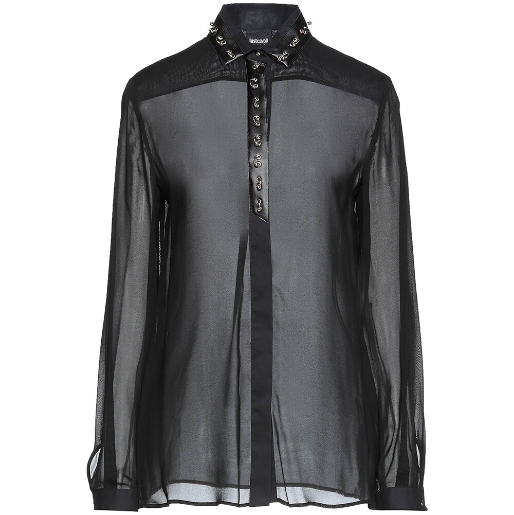 JUST CAVALLI Chiffon Blouse Sheer Embellished Shirt Black Size 40 – RP £410.00