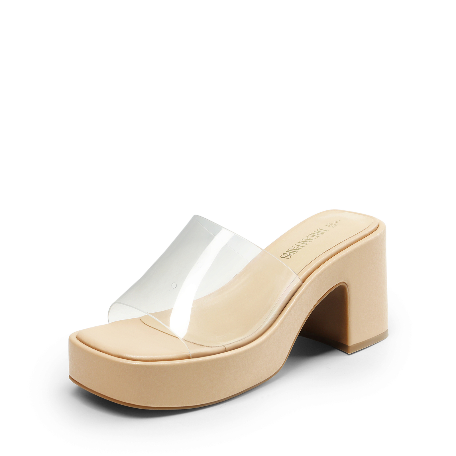 Women’s Stylish Y2K Open Square Toe Heel Sandals with Chunky Platform Slip-on US