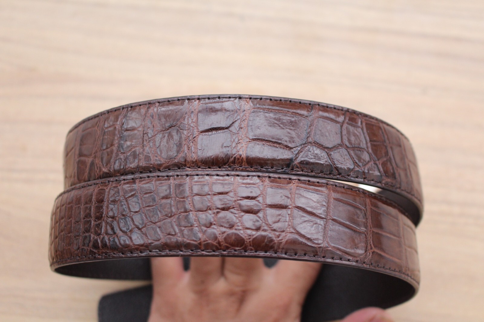 W 1.3 inch- Brown Alligator CROCODILE Print LEATHER Skin Men’s Belt