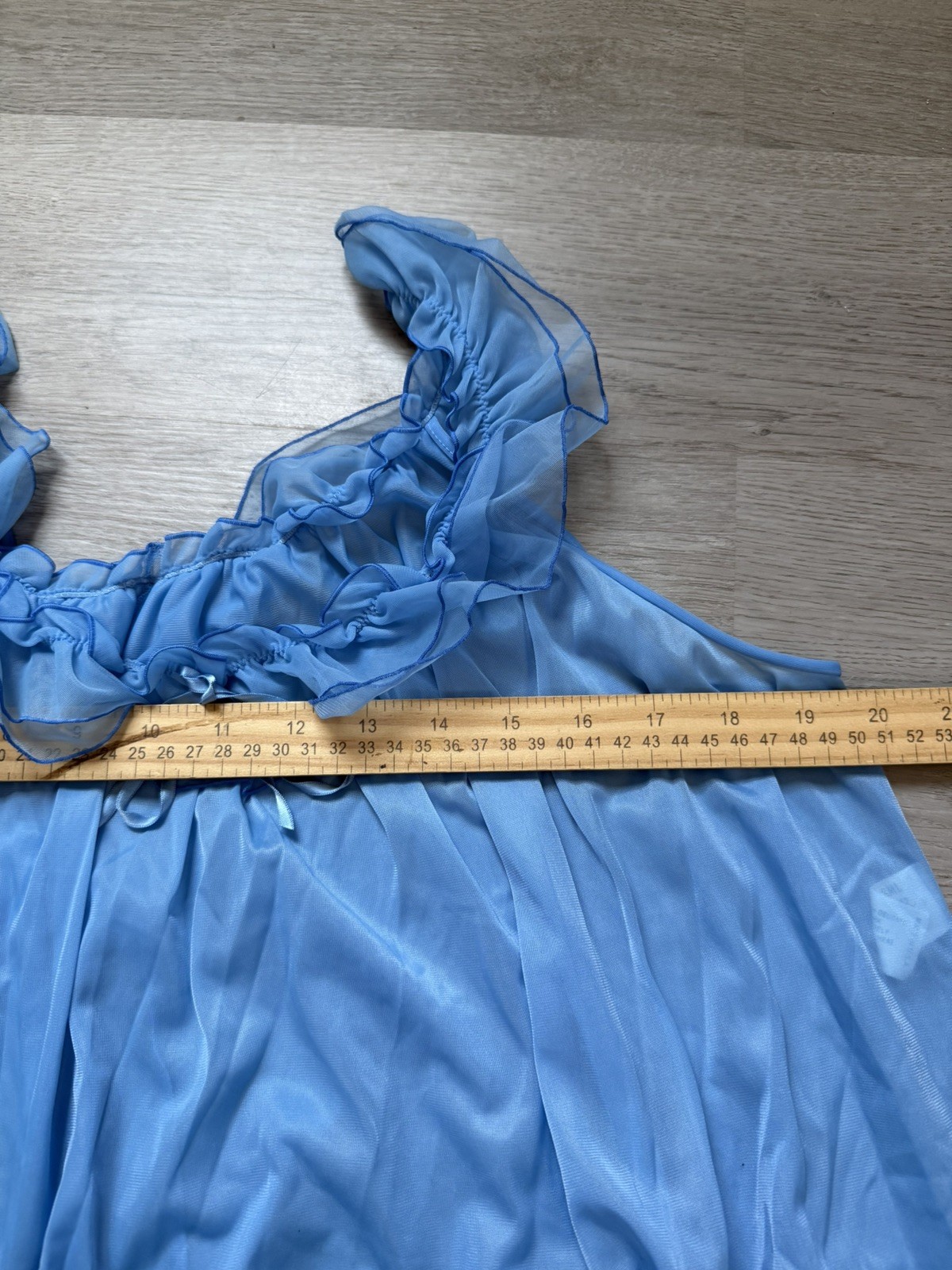 Vintage Vanity Fair Chiffon Blue Baby Doll slip Nightgown Small Coquette 60s