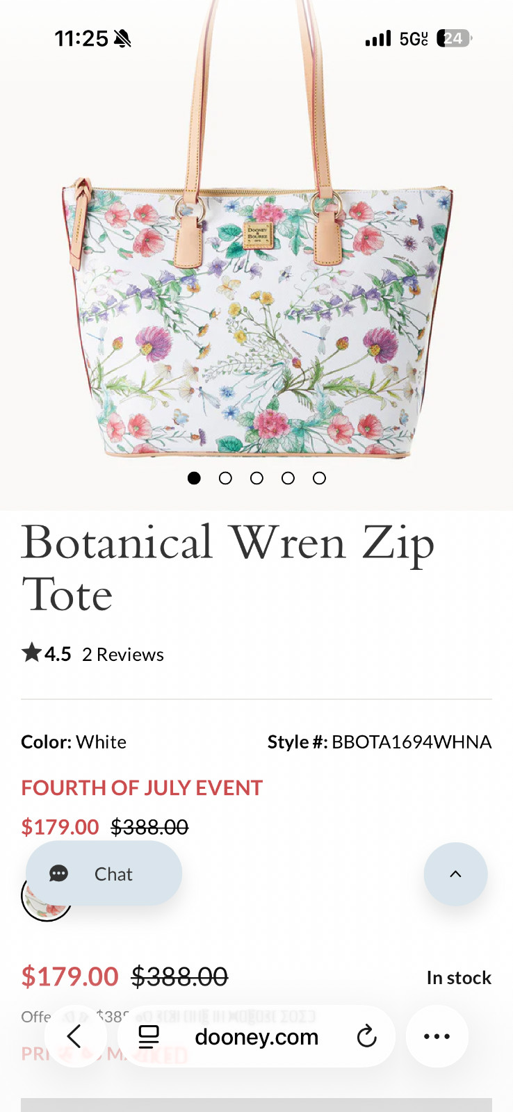 Dooney & Bourke Botanical Wren Zip Tote