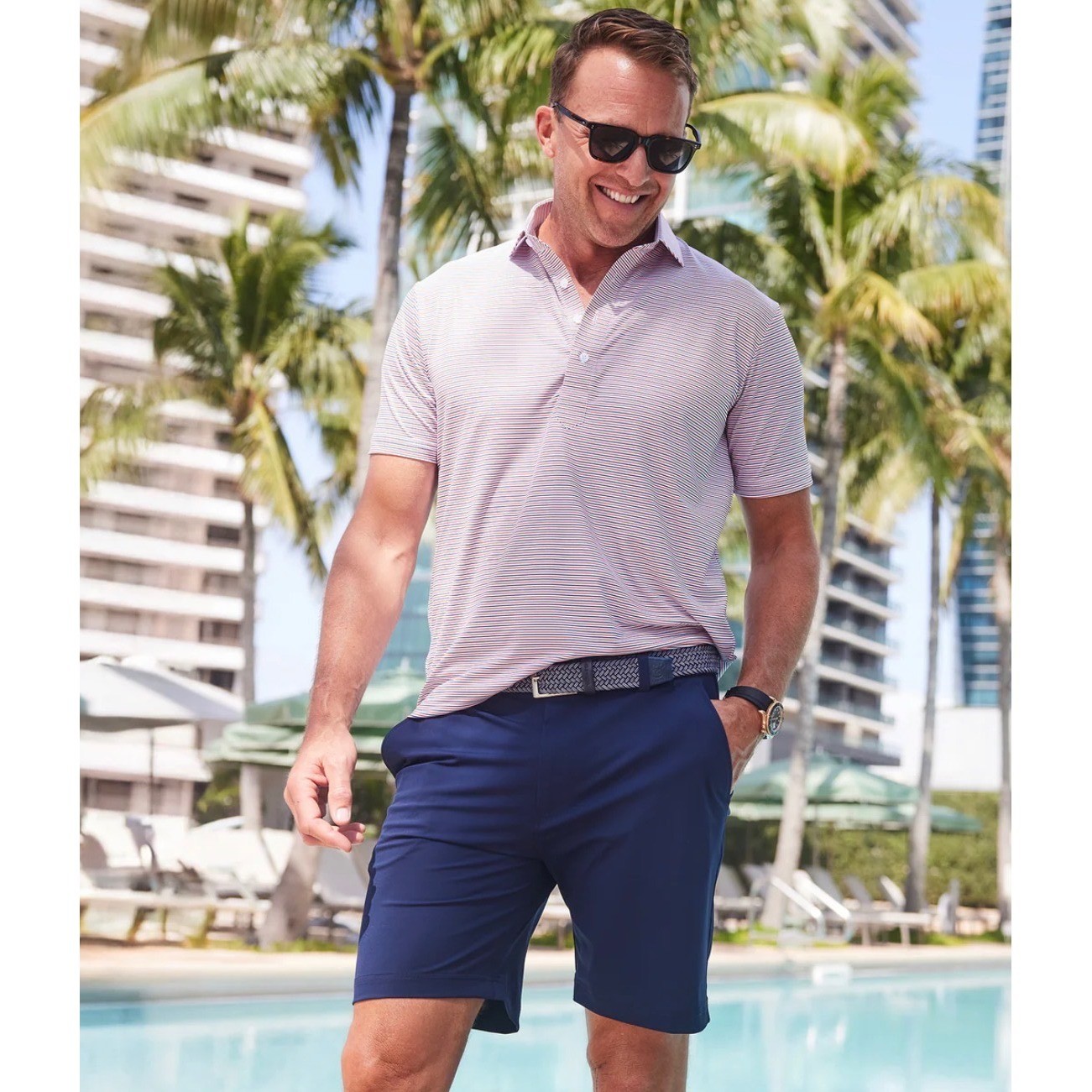 Collars & Co Mens XL Velocity Pull-On Performance Shorts Navy 7″ Stretch NEW