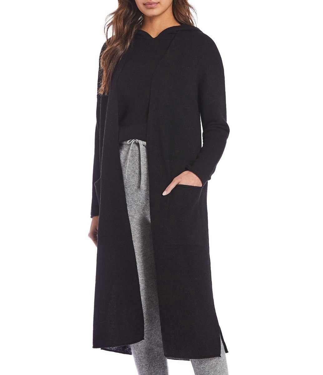 Van Winkle 100% Cashmere Long Duster Cardigan Robe Charcoal Sz M NWT $198