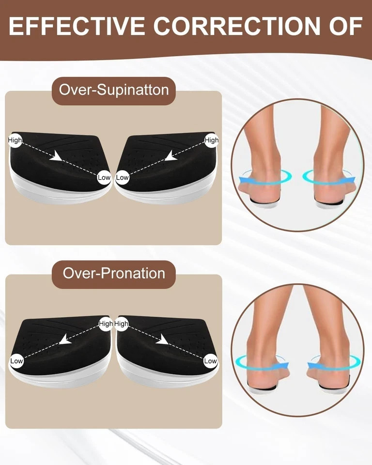 2 Pairs 3 Layer Corrective Insoles for Supination Overpronation Correction, Adhe