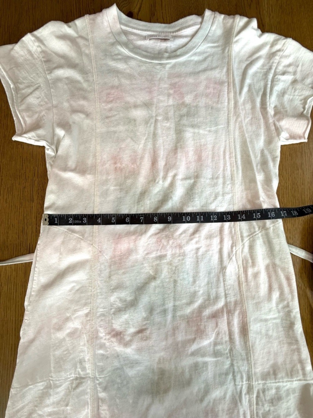 John Elliott Pastel Tie Dye T Shirt Dress Tie Waist Pink White Size S