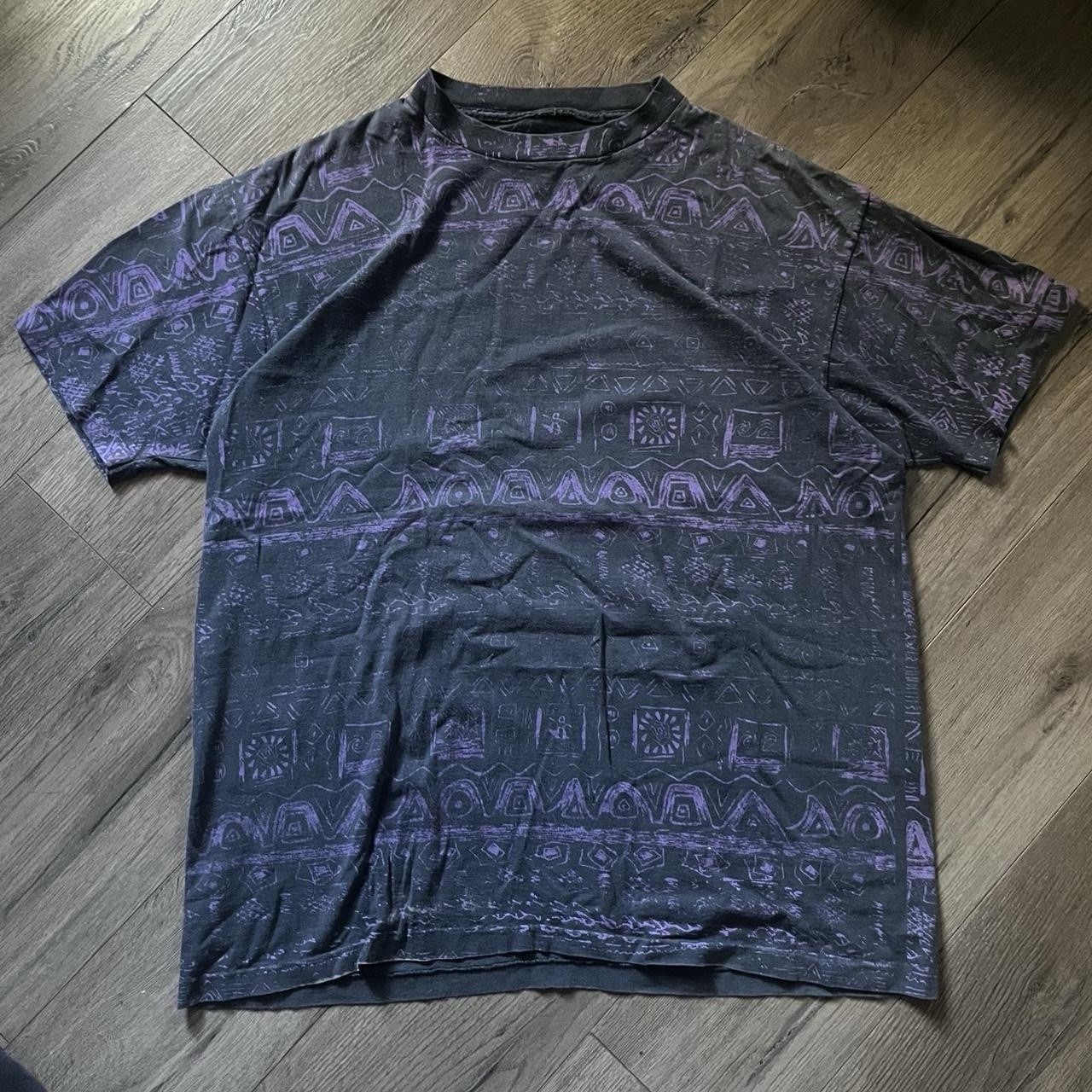 VINTAGE 80s/90s Jimmy Z surf wear AOP black fader single stitch tshirt