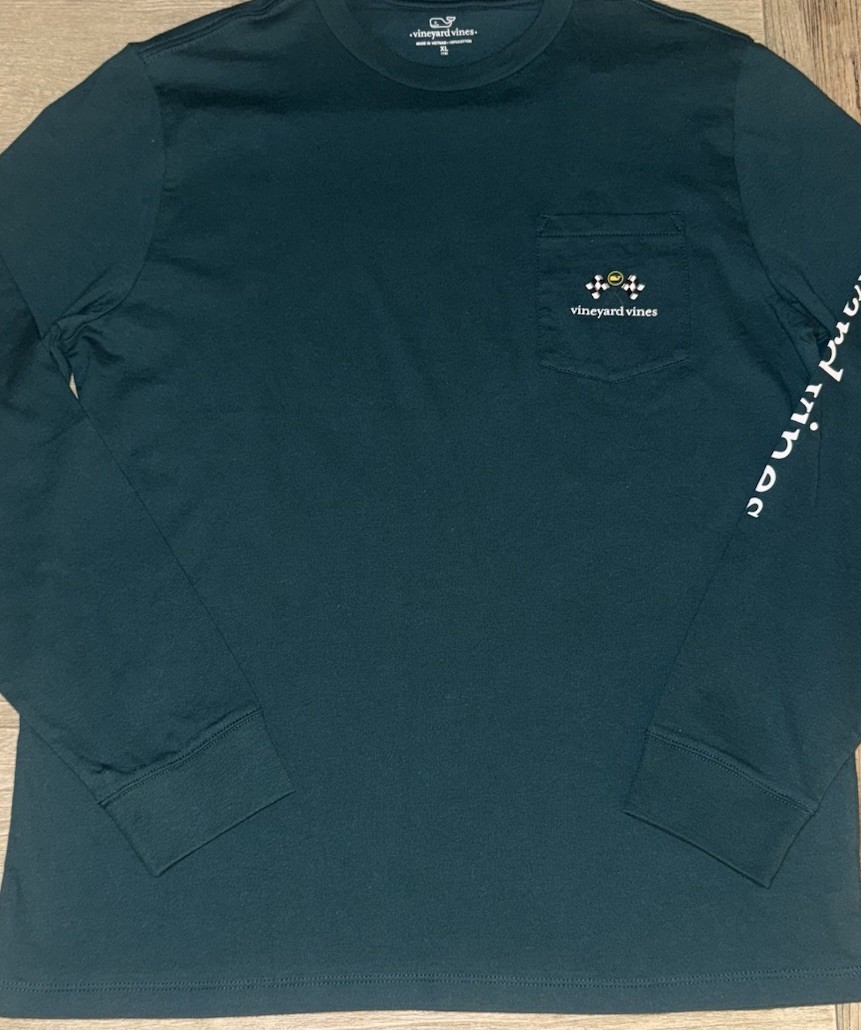 NWT Vineyard Vines T-SHIRT LS RACE TRACK WF PKT TEE TEAL DECOY Boys’ XL 18 New!