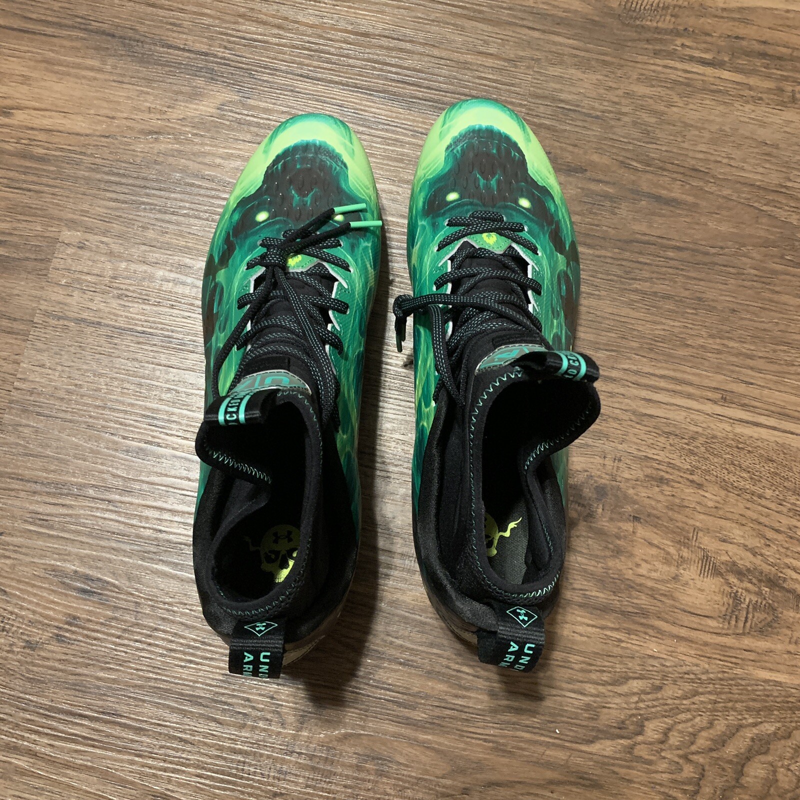 Under Armour Lux Spotlight Black Green Men’s Football Cleats Size 13 3025376-001