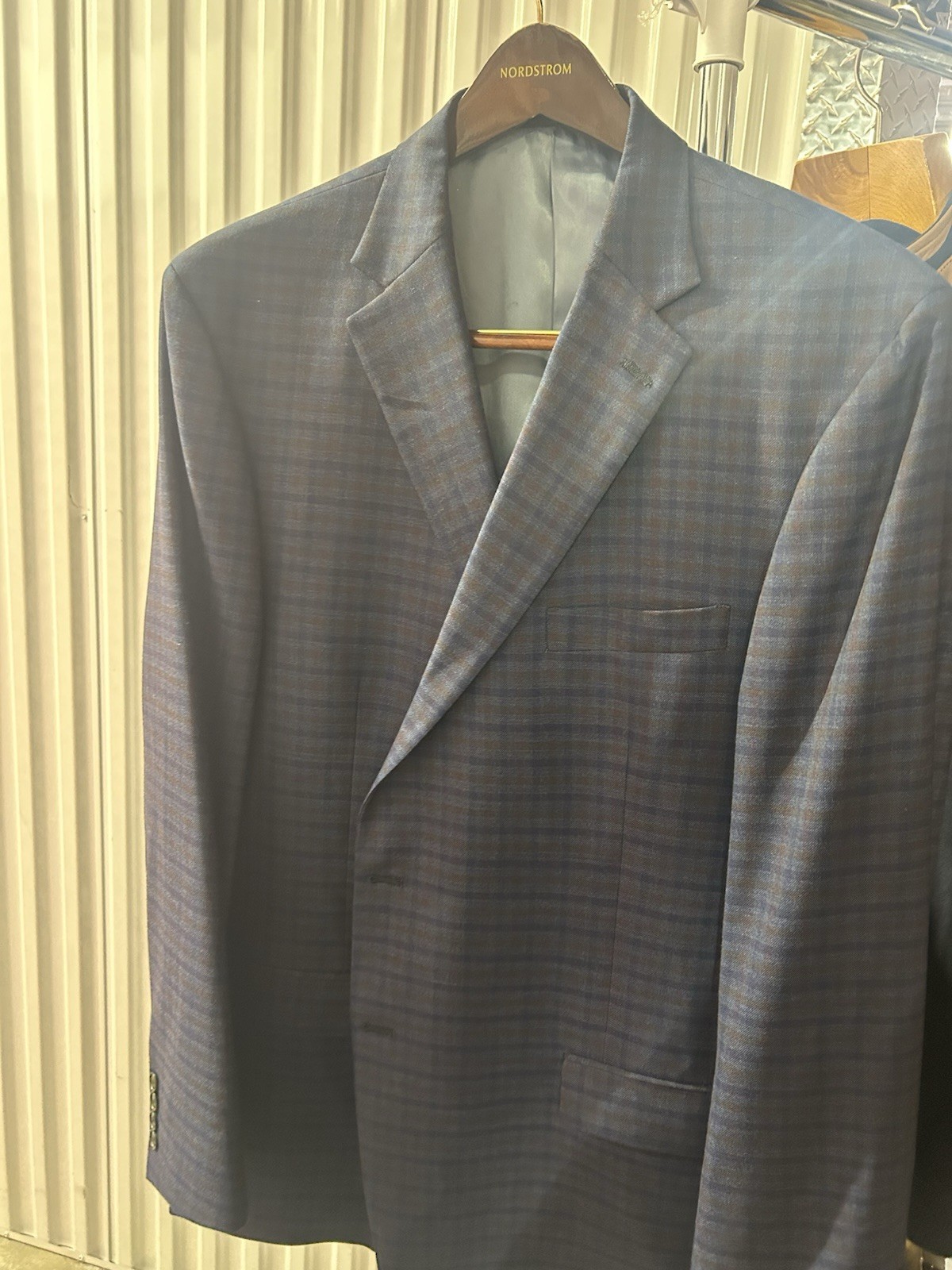 Hart Schaffner Marx Men’s Plaid Suit Jacket Blue/Brown Single-Breasted Notch