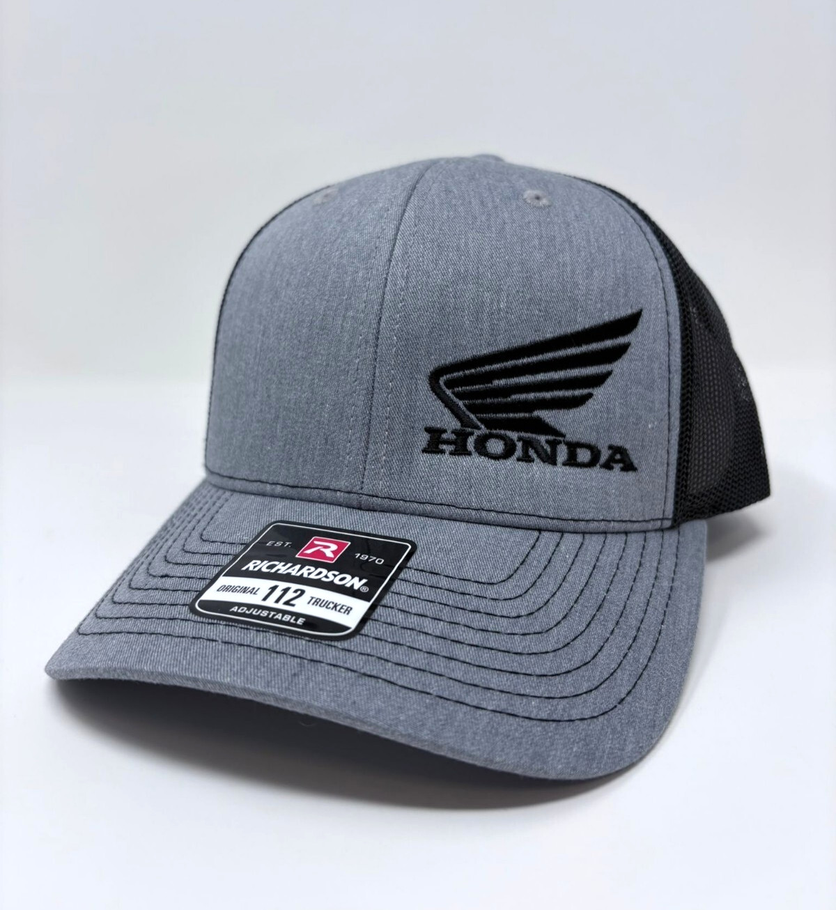 Honda Wing Embroidered RICHARDSON 112 Trucker Snapback Hat Grey/Black BRAND NEW