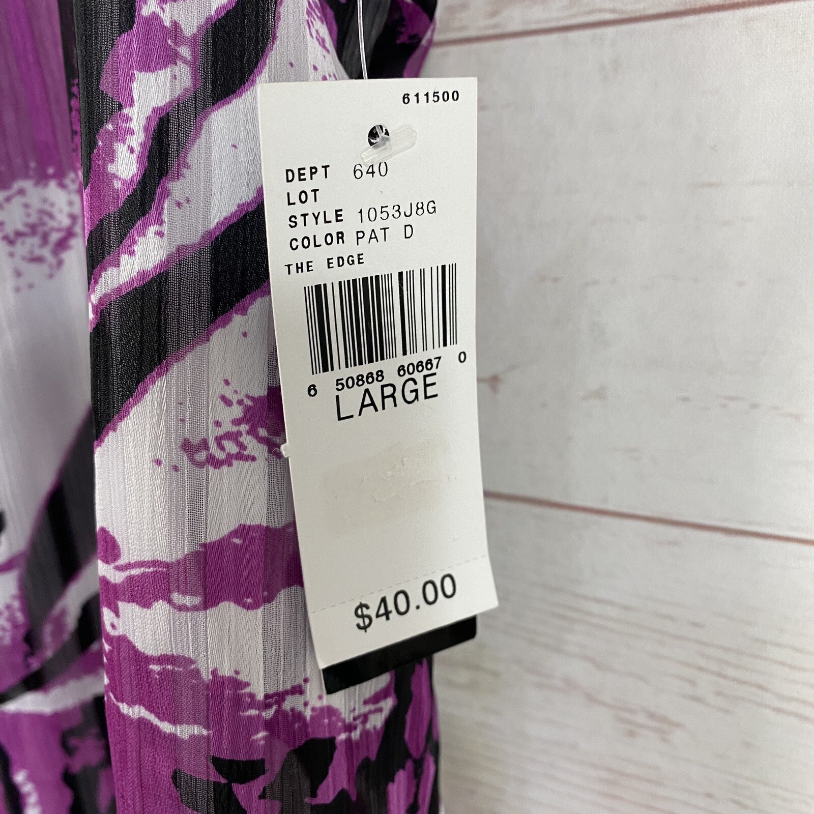 B-Wear Sharkbite Hem Abstract Print Tank Top L Purple Lined Chain Trim Neckline