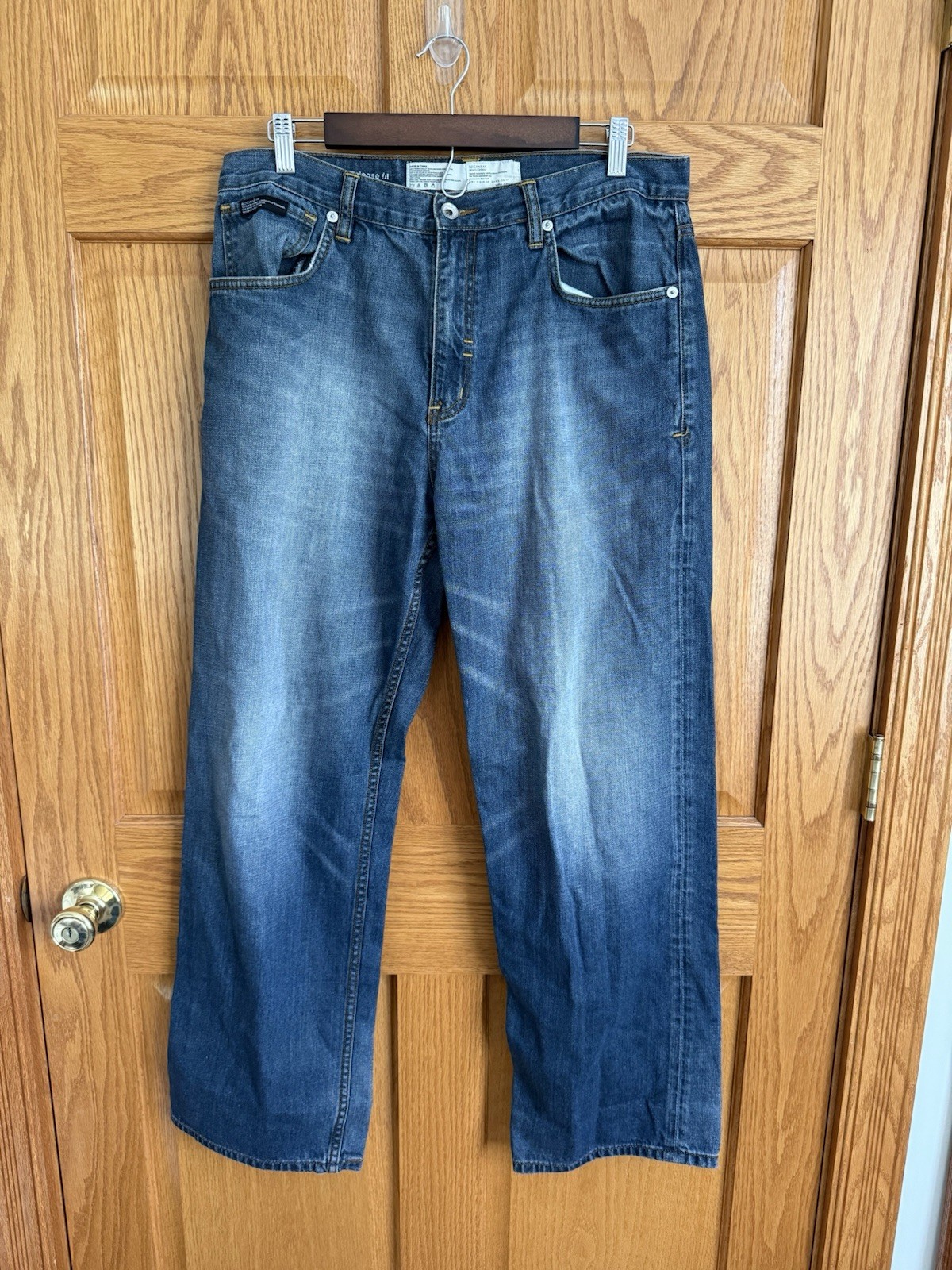 Rocawear Mens Jeans 34×32 Dark Blue Straight Leg Denim Skater 90s Hip Hop Grunge