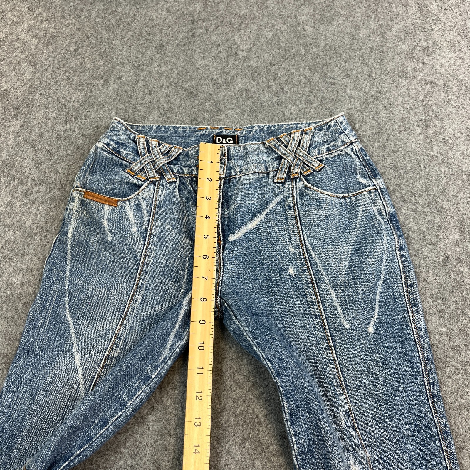 D&G Womens Jeans Bootcut Flare 24 32 UK 6 Low Rise Panel Vintage Italian Y2K 00s