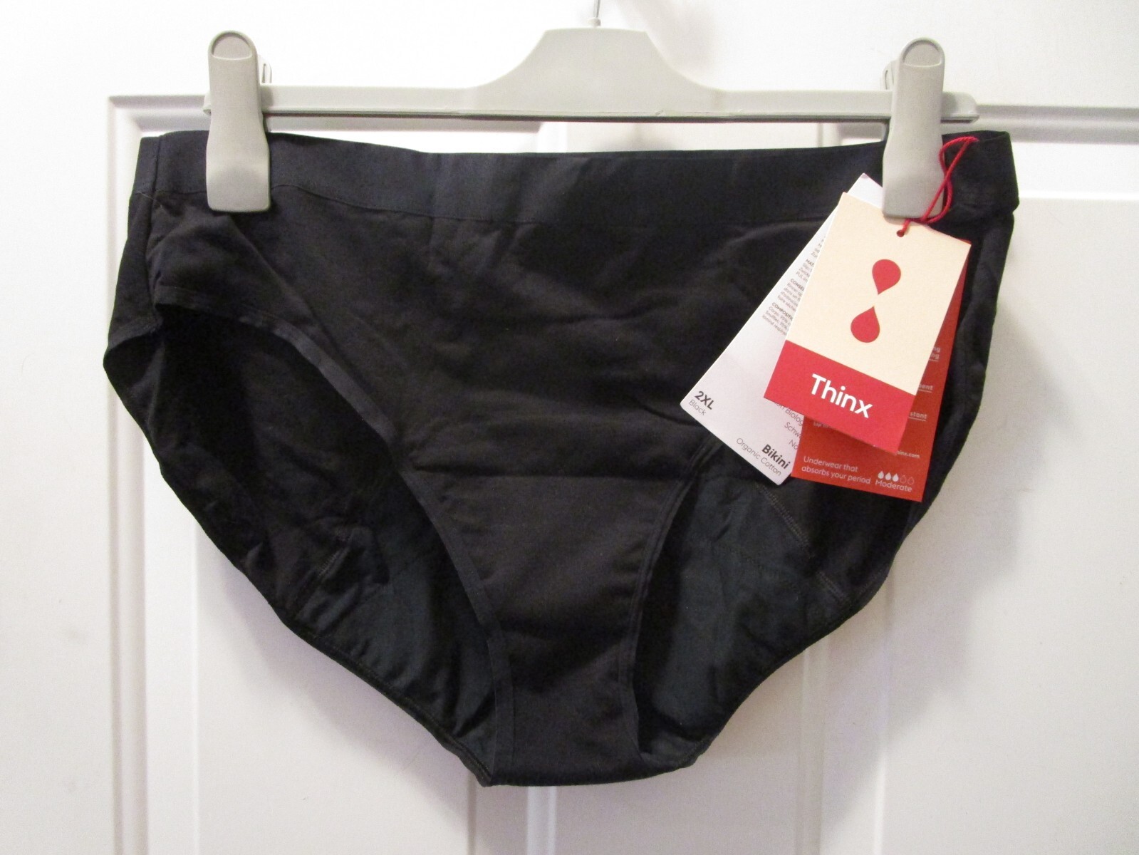 THINX BIKINI BLACK MODERATE ABSORBENCY PERIOD-PROOF COTTON PANTIES SIZE 2XL
