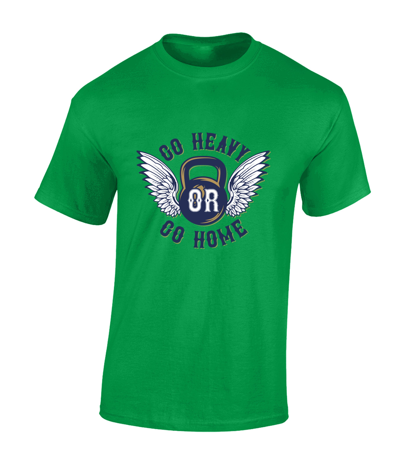 GO HEAVY OR GO HOME MENS T SHIRT GYM TRAINING TOP WEIGHTS BODYBUILDING TOP