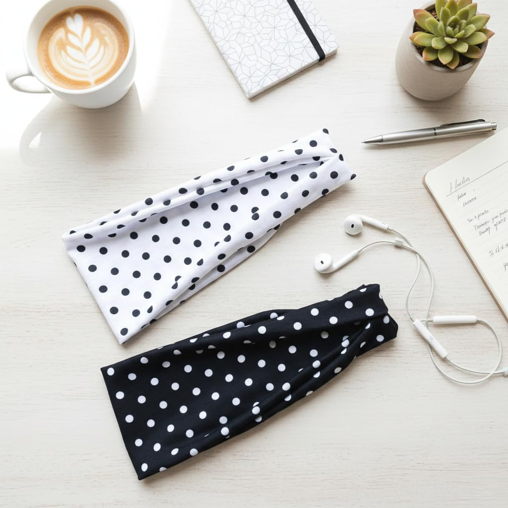 Trendy Polka Dot Headbands for Women – Wide Thick Hair Bands for Everyday Use