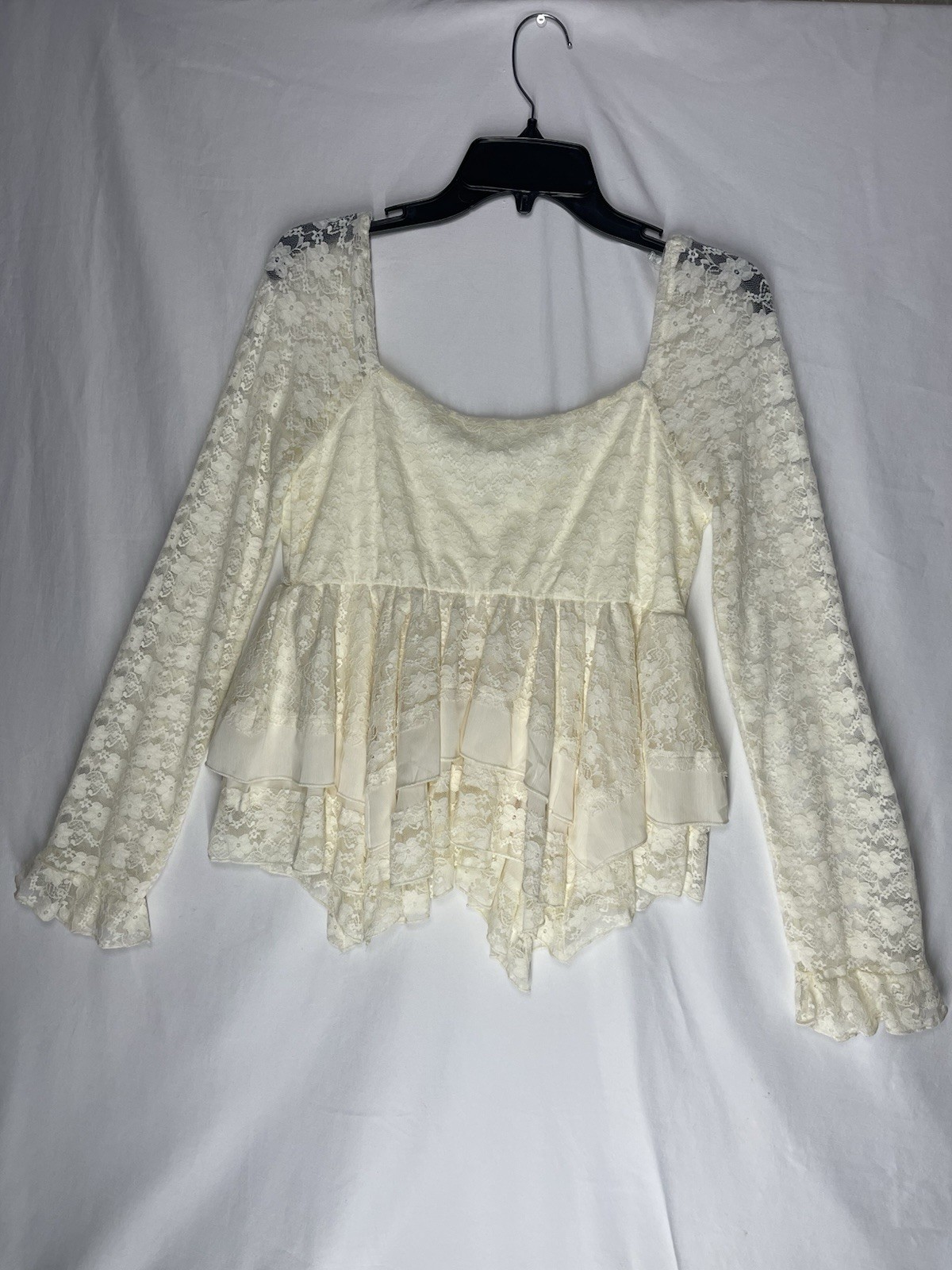 NWT Altar’d State Ivory Lillian Lace Babydoll Top Size L Boho Romantic Coquette