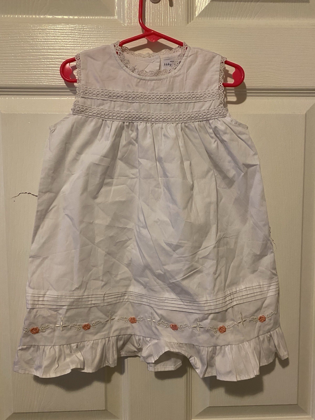 Abby & Evie Girls Size 3 White Sleeveless Fit & Flare Smocked Lace Dress