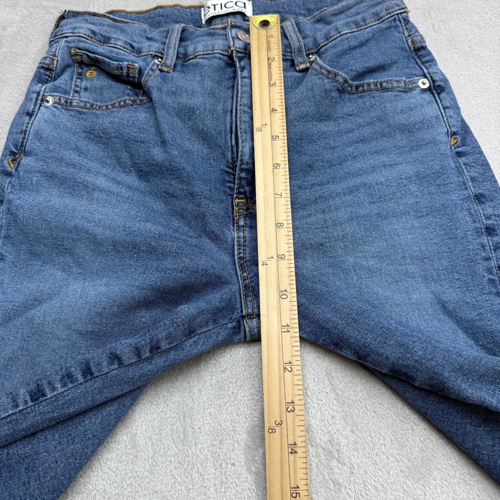 Etica Wide Leg Jeans Womens 26 Blue High Rise Raw Hem Retro 70s Flare Boho Denim