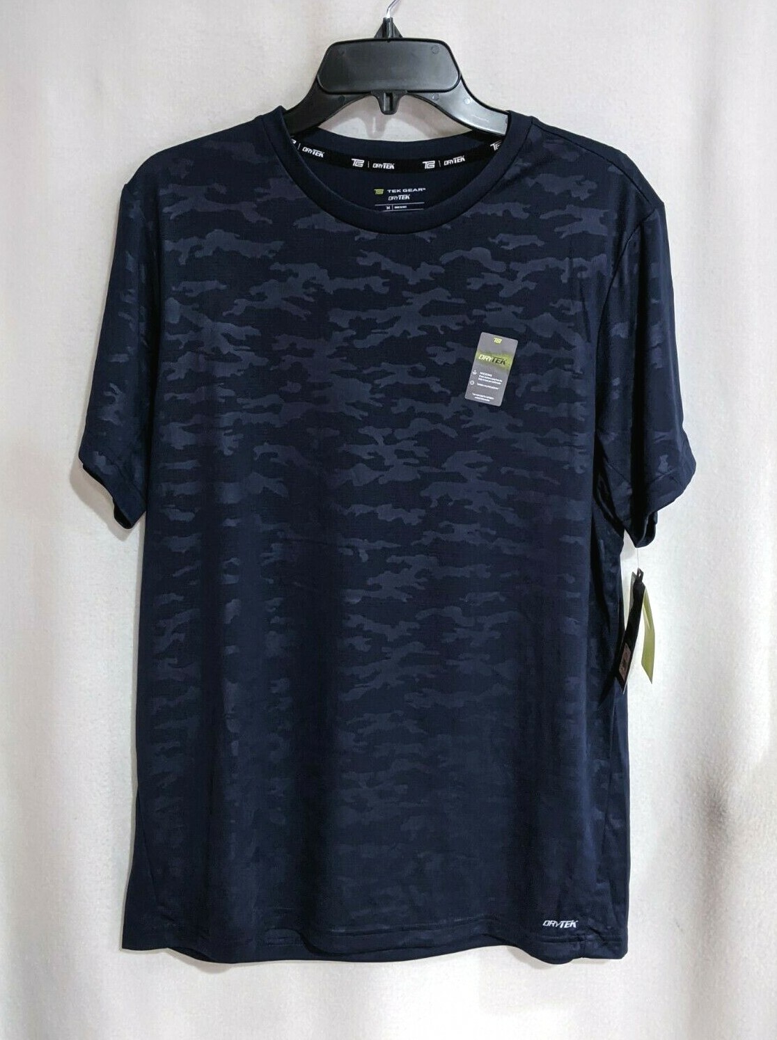 Tek Gear Men’s Dress Blue Camo Embossed Drytek SS Tee (MT01A001RF) Size M NWT