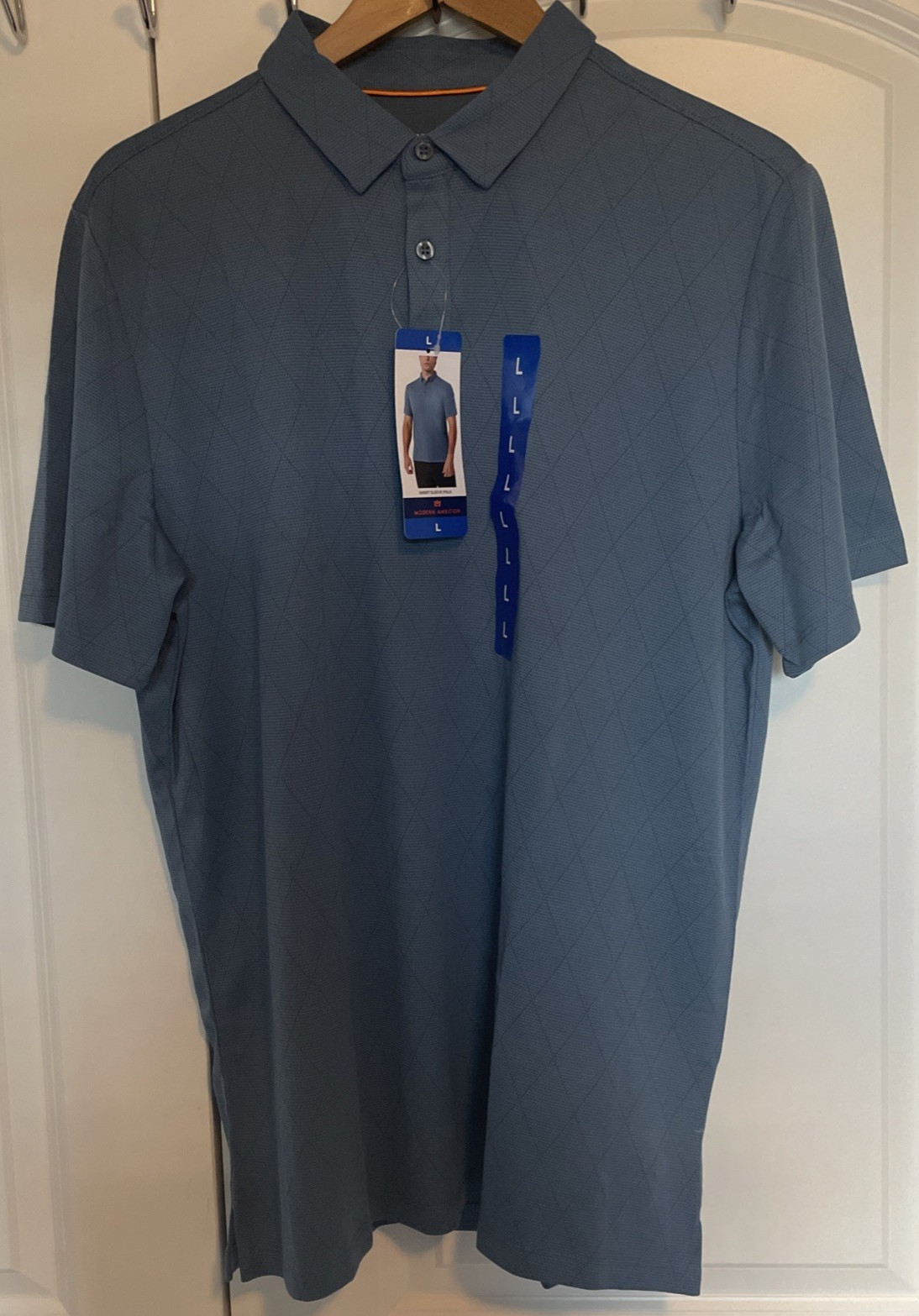 Modern Ambition Short Sleeve Shirt Moisture-Wicking Stretch Casual Large Blue