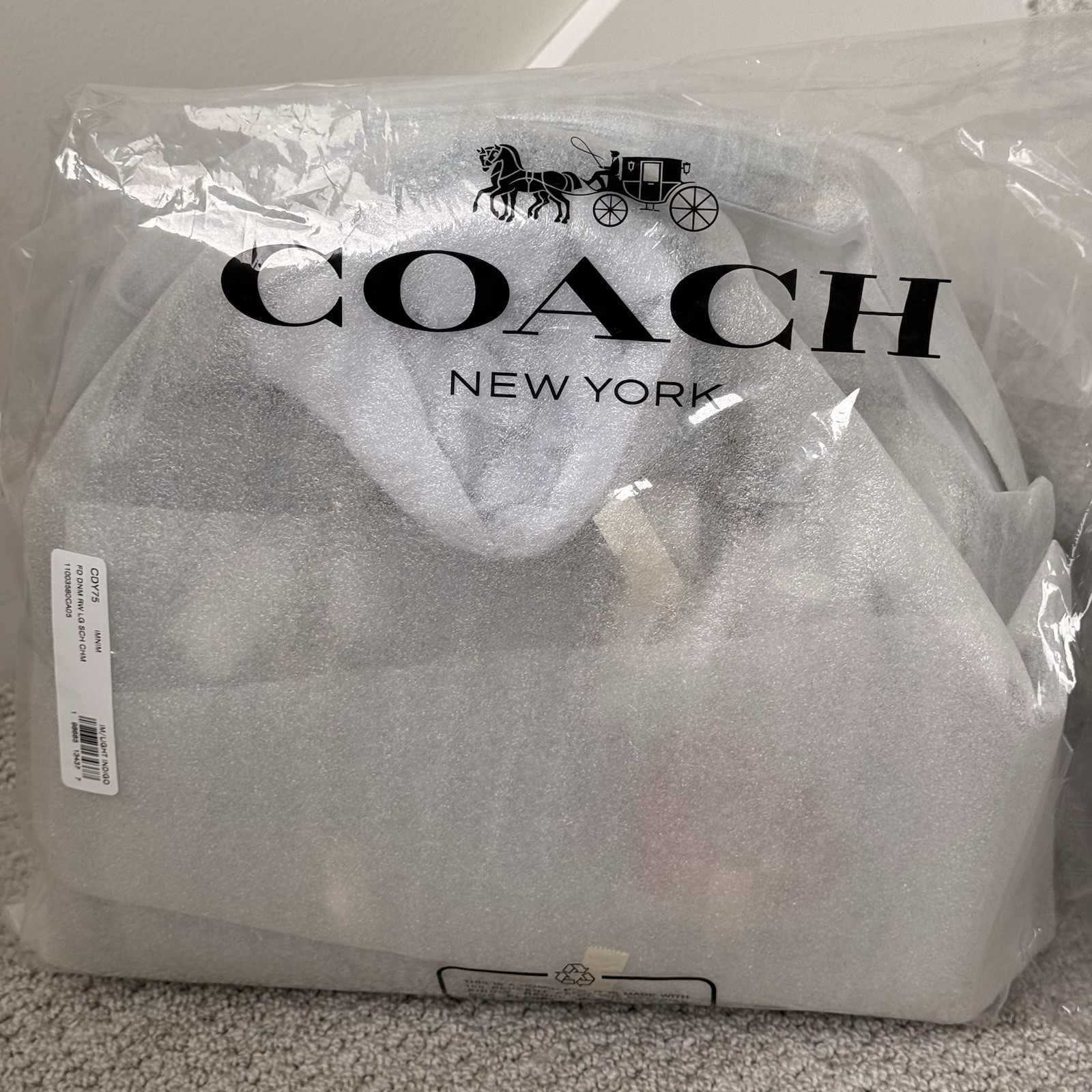 NWT COACH Rowan Large Satchel Bag In Loved Denim With Charms CDY75 Light Indigo