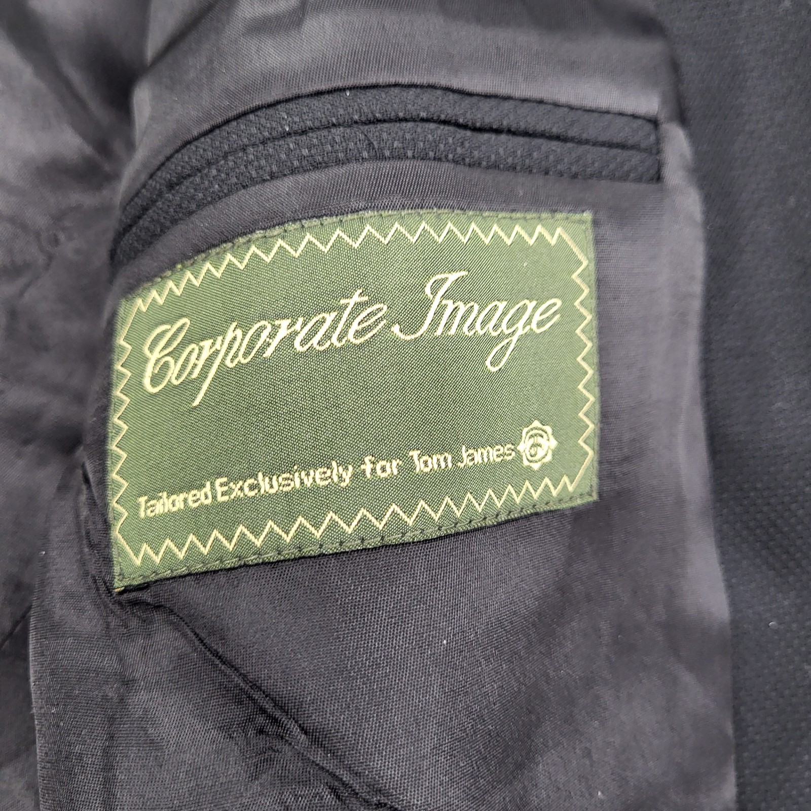 Corporate Image Tom James Blazer Mens Large Wool Black Suit Jacket Sport Coat