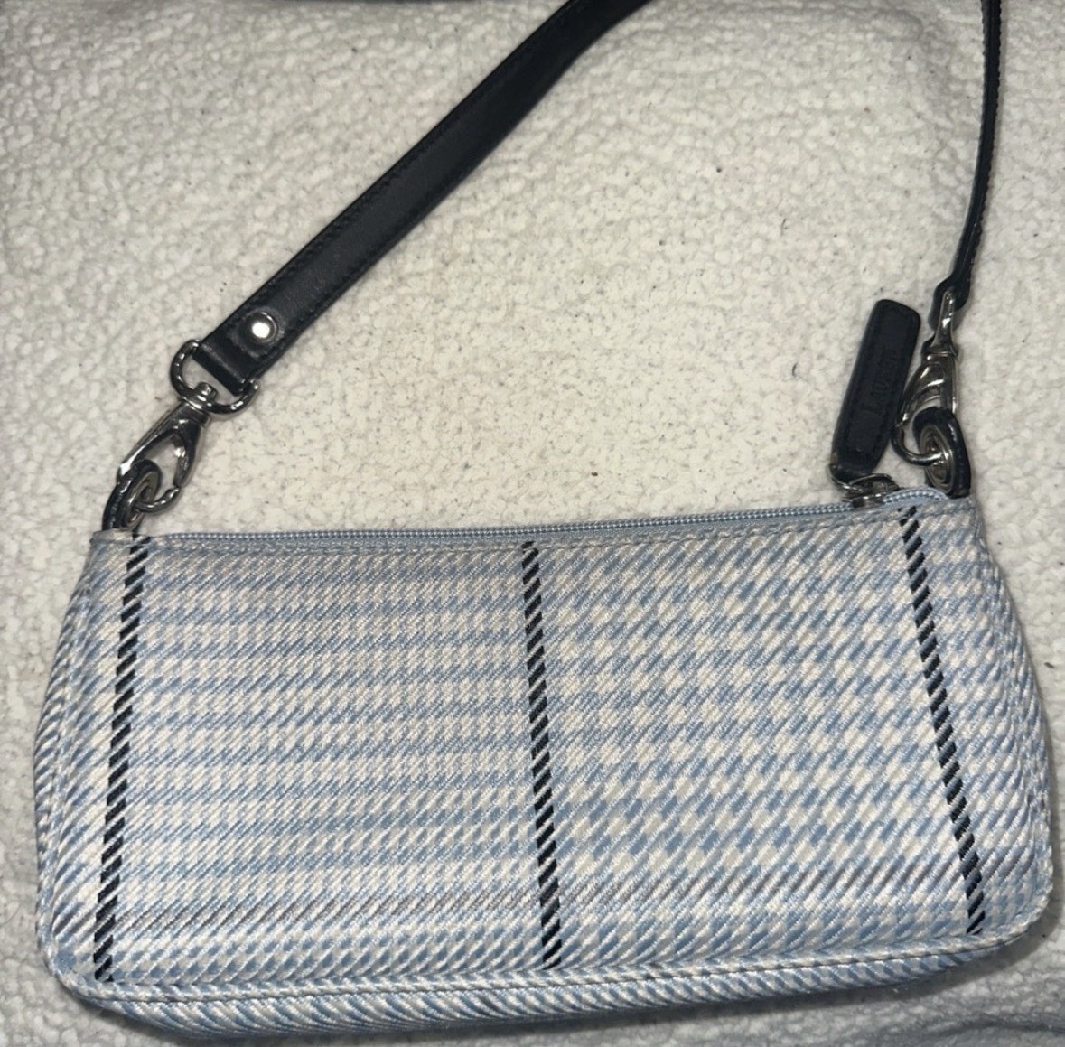 Vintage Ralph Lauren Y2K Spring Summer Shoulder Bag Blue White Houndstooth Purse