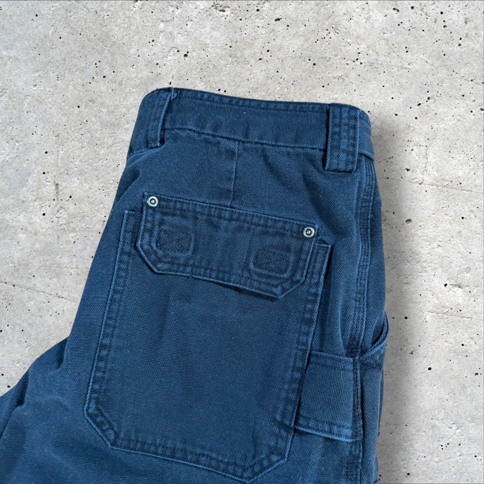 Duluth Trading Co Pants Mens 35×34 Blue Canvas Carpenter Cargo Workwear Work
