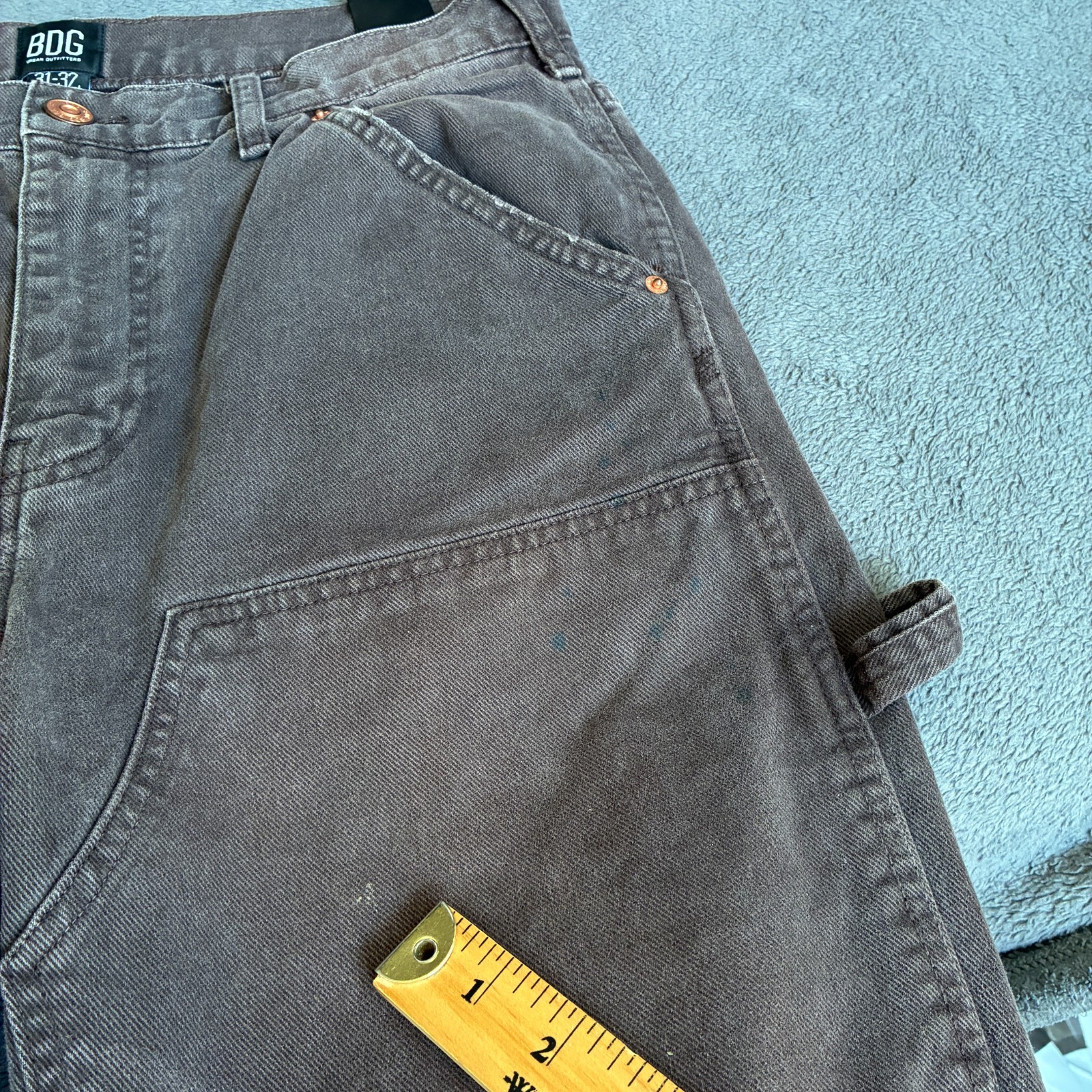 BDG Brown Heavy Workwear Double Knee Hammer Loop Carpenter Pants Mens Size 31×32