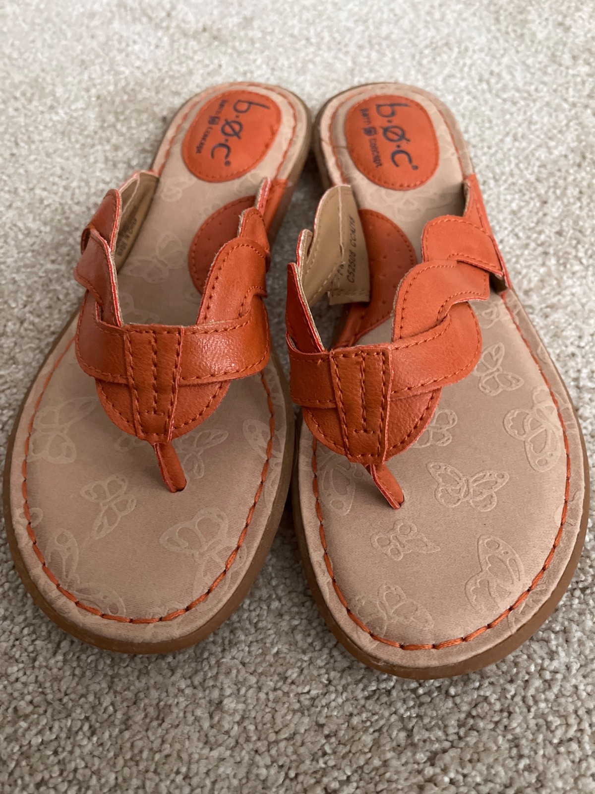 BOC Born Womens Size 7 Orange Thong Slip On Sandals