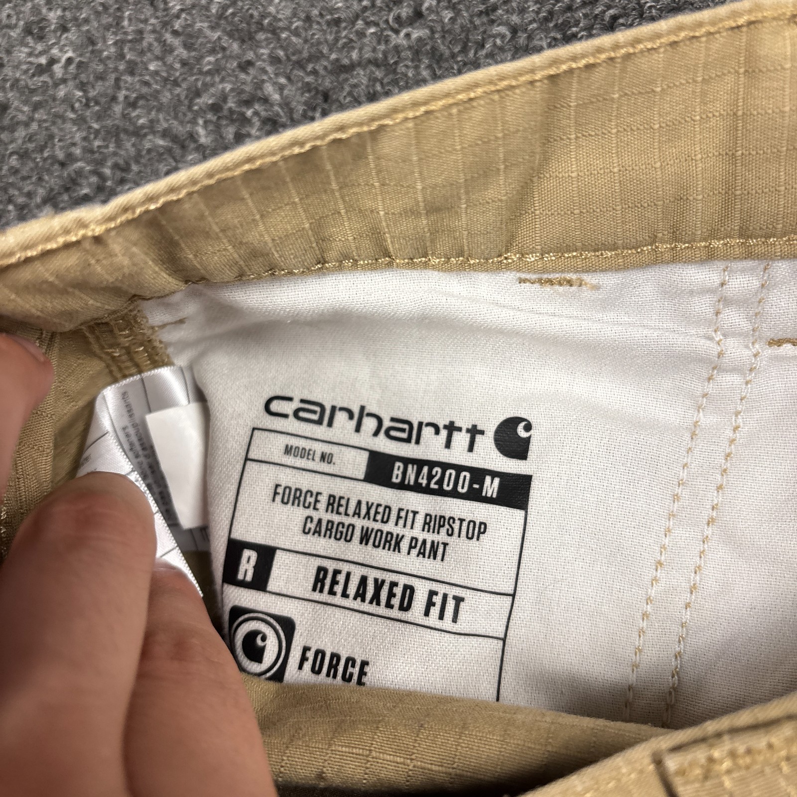Carhartt Cargo Work Pants Mens Tan Force Relaxed Fit Ripstop BN4200-M Size 32×30