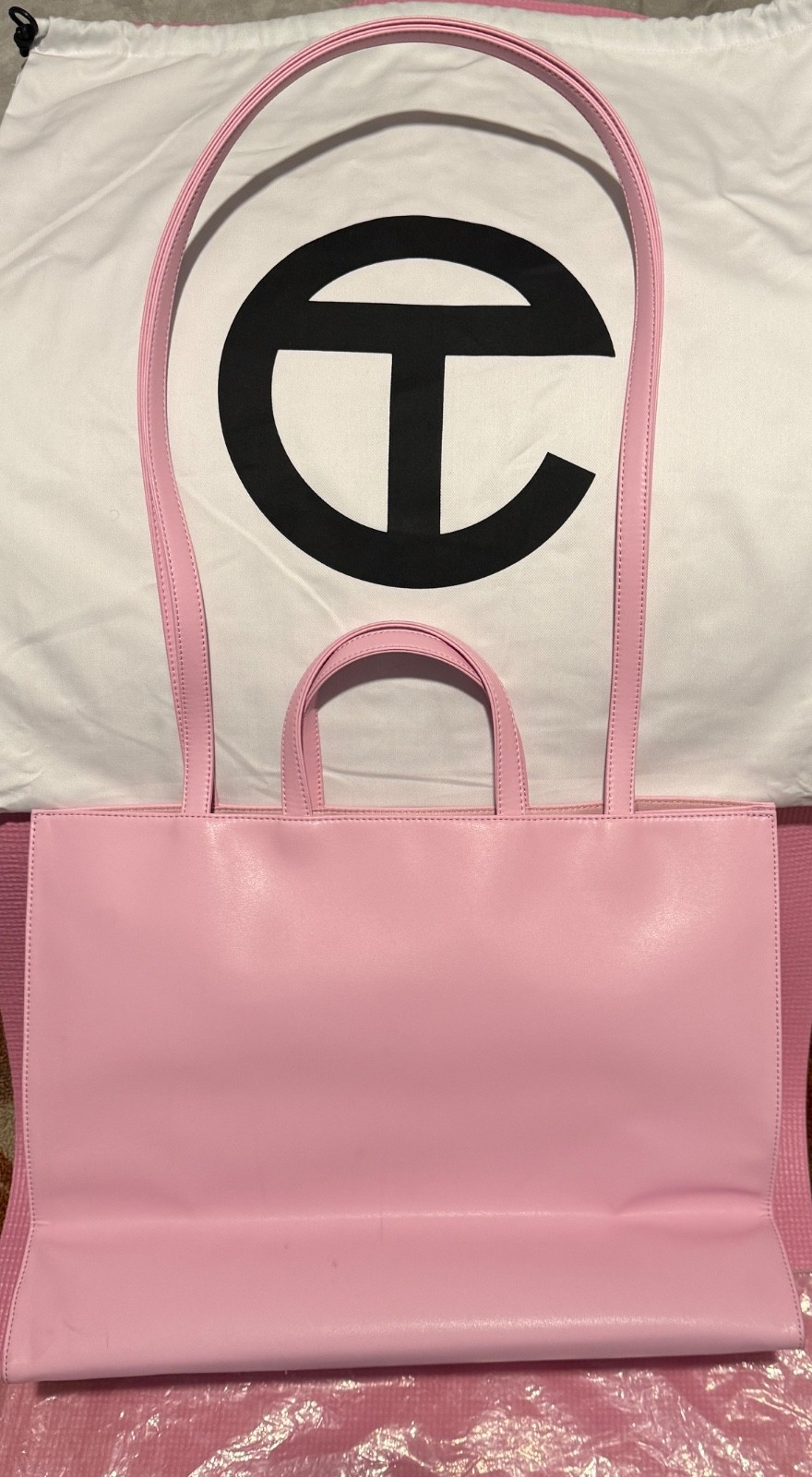 Telfar LARGE BUBBLEGUM Shopping Bag (used once) & Original Dust Bag. TF-012-BG-L