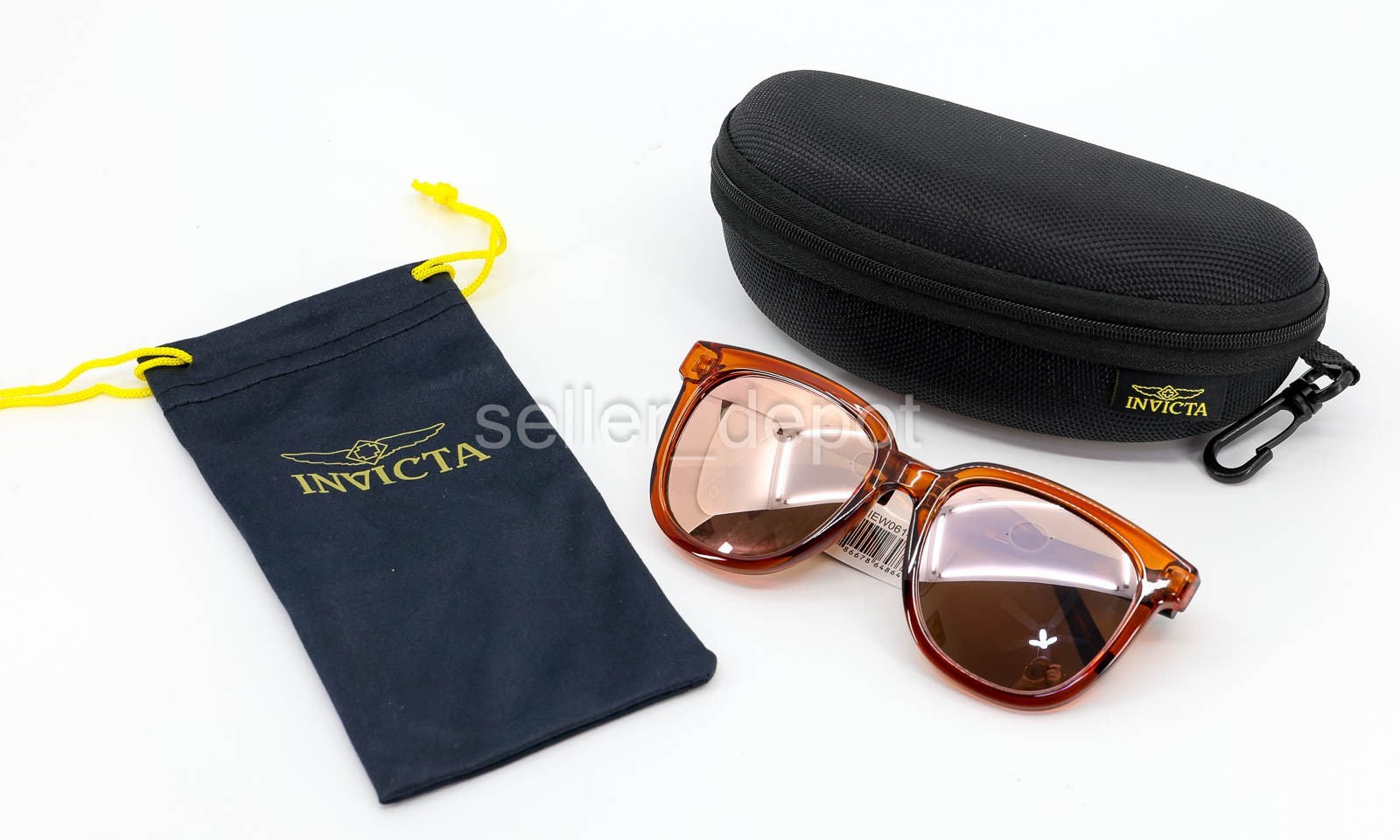 NEW Invicta Unisex Polarized Sunglasses IEW061‑03 Champagne w soft & hard Cases