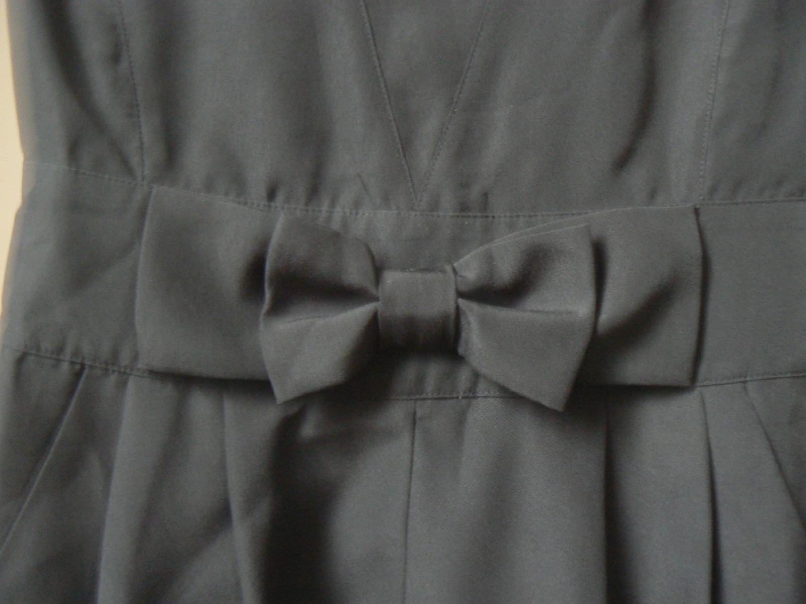 Ted Baker Size 0 Playsuit Black With Bow, Pockets, Faux Silk